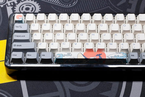 KPREPUBLIC Novelty Keycaps, Japanese Wave Whale and Sun ESC Spacebar PBT for Gaming Mechanical Keyboard