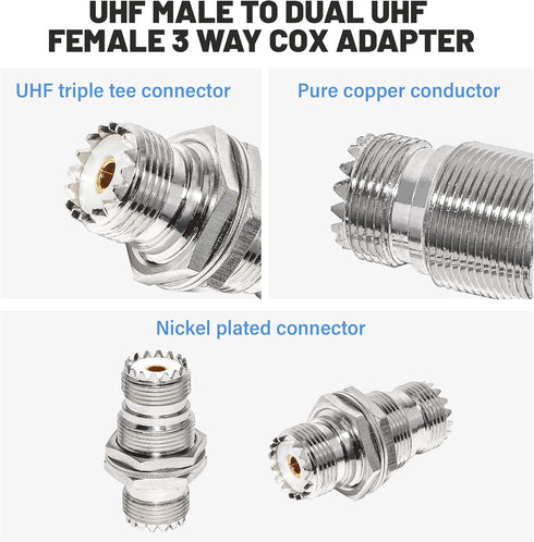 Anina UHF Female to Female Jack Bulkhead Coax Connector, SO-239 PL-259 RF Coaxial Cable Adapter 2-Pack