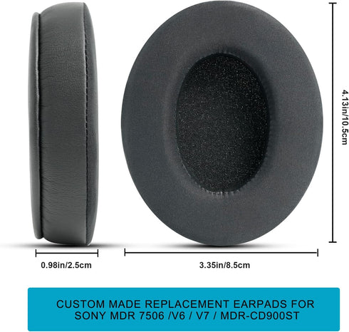 GVOEARS Cooling Gel Ear Pads for Sony MDR 7506, V6, V7, CD900ST - Noise-Isolating Memory Foam & Premium Leather (Black)