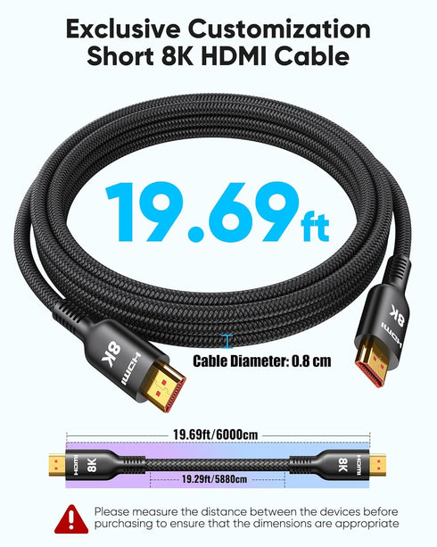 20 10K 8K 4K 2.1 48Gbps Cord-4K@120Hz 8K@60Hz, 2.2&2.3, 10 TV/PS5/HDTV/Blu-ray Highwings Long HDMI Cable FT, Ultra HD