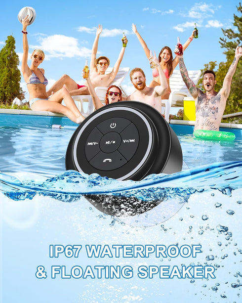 Razobws IP67 Bluetooth Shower Speaker, Portable Bluetooth Speakers, Waterproof Speaker with Suction Cup, Floating
