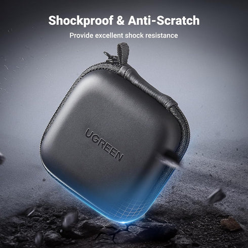 UGREEN Waterproof Earphone Case for AirPods Pro and JLab Earbuds, Includes Stainless Steel Carabiner, Black