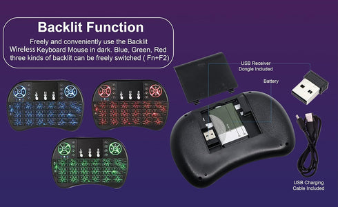 Wireless Mini Keyboard Remote Control with Touchpad Mouse Combo, RGB Backlit for Android TV Box Smart TV