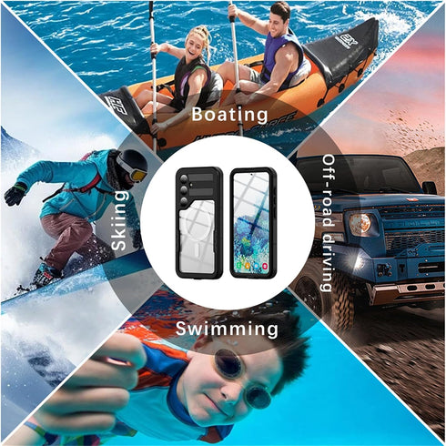 Designed for Galaxy S24+ Plus Case - Black Waterproof Case with Built-in Screen Protector, IP68 Underwater Shockproof