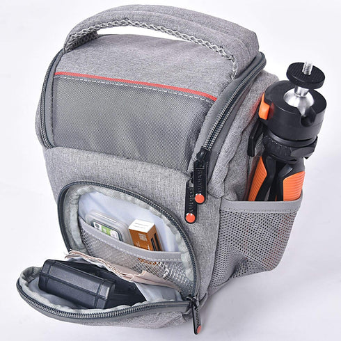 FOSOTO Compact DSLR Camera Bag, Shoulder Crossbody Case for Canon & Nikon with Waterproof Rain Cover