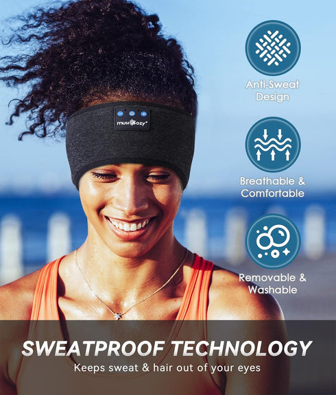 MUSICOZY Bluetooth 5.2 Sleep Headphones Headband, Wireless Earphones with HD Stereo Speaker for Sleeping