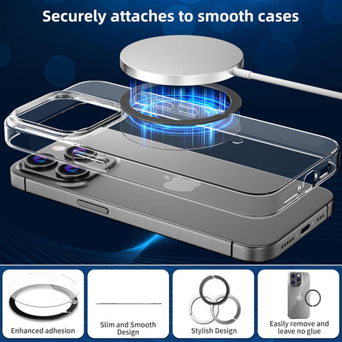 Magnetic Adapter Ring for MagSafe, 3 Pack (Black+Silver+Purple), Adhesive Sticker for Phone Case, Compatible with