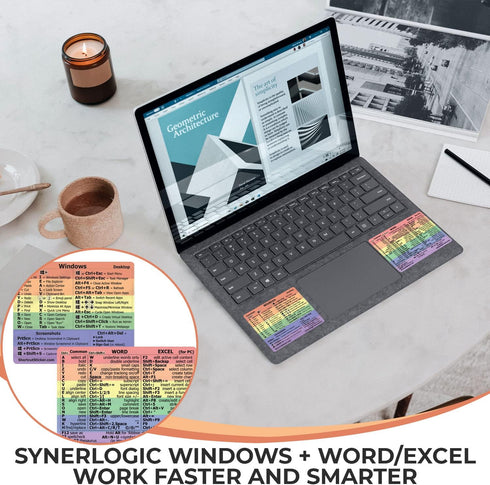 SYNERLOGIC Windows + Word/Excel Quick Reference Guide Keyboard Shortcut Stickers, No-Residue Vinyl (Rainbow)