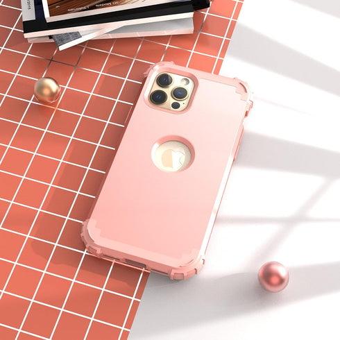 IDweel iPhone 12 Pro Max Case with Screen Protector, Hybrid 3 in 1 Shockproof Slim Heavy Duty Protection, Rose Gold