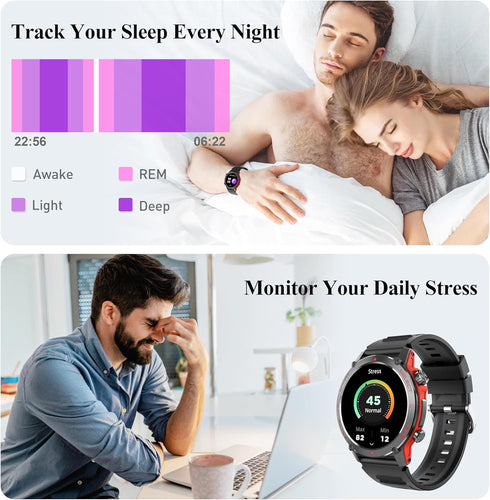 Popglory Smart Watch for Women Men, 1.43" AMOLED Fitness Tracker with 110+ Sport Modes, Heart Rate Monitor