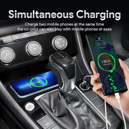 Compatible with Volkswagen Jetta Sprint 2019-2023 Wireless Charger Pad, Silicone Dual Charging Ports 15W Adapter (Black)