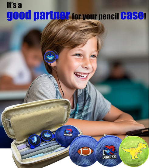 Earbuds Set with Case for Kids, Wired Over-Ear 3.5mm Headphones for Phone and PC, Comfortable Earphones with Hook
