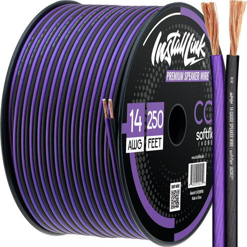 Install Link 14 AWG Gauge Speaker Wire Cable (250 Feet) for Stereo, Car or Home Theater, CCA