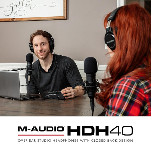 M-Audio HDH40 Over Ear Studio Headphones, Closed Back Design, Flexible Headband, 2.7m Cable for Monitoring