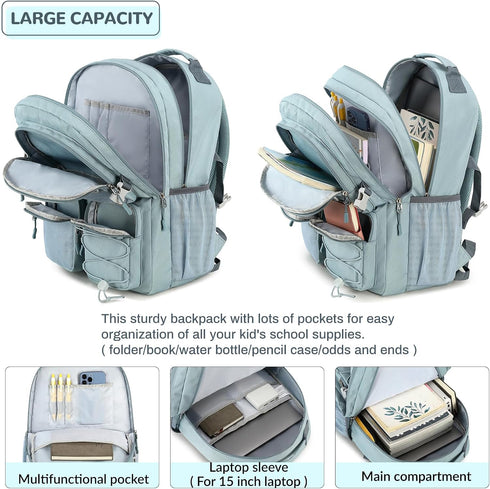 Backpack 15.6 inch Daypack Lohol Water Resistant with Mulitiple Pockets for School Travel Outdoor College, Laptop