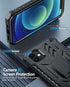 FNTCASE iPhone 12 Pro Case: Rugged Military Grade Drop Proof Cover with Kickstand, Matte Textured Shockproof TPU - Black