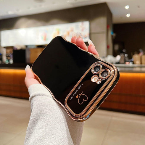 Compatible with iPhone 11 Case for Girls Women, Cute Curly Wavy Grip Design with Love Heart Pattern, Soft Shockproof