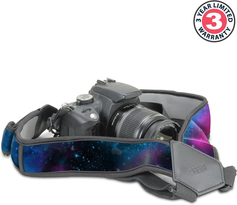 USA GEAR DSLR Camera Strap Chest Harness with Quick Release Buckles, Galaxy Neoprene Pattern and Accessory Pockets -