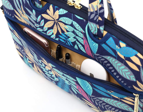 Forest Series Blue Pattern Waterproof Laptop Shoulder Messenger Bag for 15 Inch 15.6 Inch Laptop
