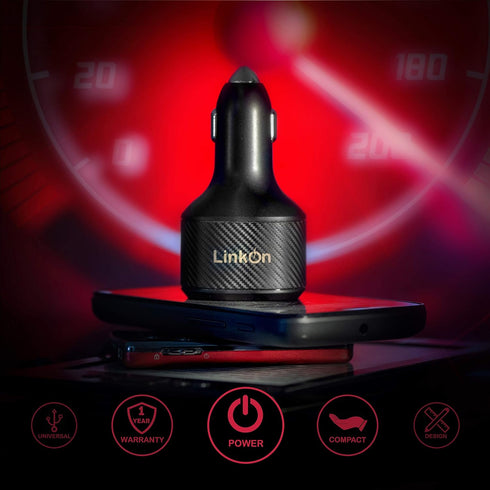 LinkOn 112W USB C Car Charger with 90W PD3.0 and 18W QC3.0 Ports for MacBook, Dell XPS, iPhone, and More