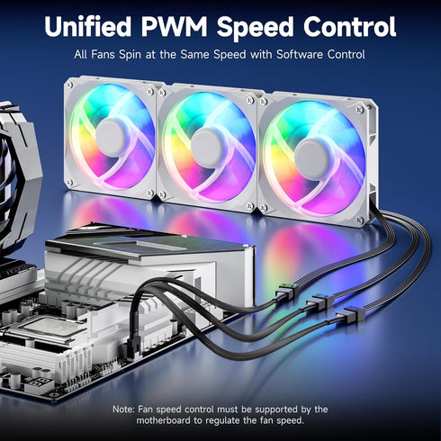 Cable Matters 2-Pack 3 Way 4 Pin PWM Fan Splitter Cable - 12 Inches / 30cm, 1x PWM-Controlled Fan with 2 Follower Fans