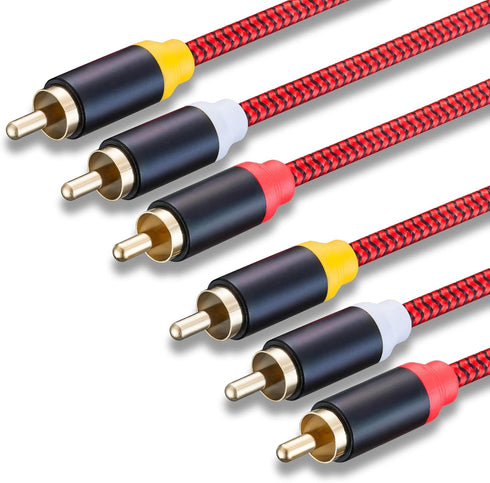 Jelly Tang 10Ft,3RCA 3RCA 24K Set-Top More(10Ft/3M) Audio Video RCA Cable Male to Male Gold Plated Composite AV Cable