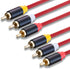 Jelly Tang 10Ft,3RCA 3RCA 24K Set-Top More(10Ft/3M) Audio Video RCA Cable Male to Male Gold Plated Composite AV Cable