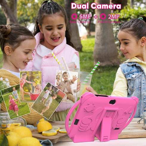 Kids Tablet 7 inch, Android 12 Tablet for Kids, 4GB RAM 32GB ROM, 512GB Expansion, with Parental Control, Pink