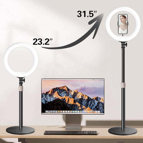 UEGOGO 10 Desk Ring Light with Stand, LED Circle Light with Phone Holder for Computer Laptop Zoom Meetings, Video