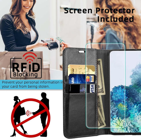 MONASAY Wallet Case for Galaxy S20 FE 5G - 6.5 inch Flip Folio Leather Cover with RFID Blocking, Credit Card Holder,