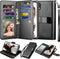 NJJEX Wallet Case for iPhone XR - PU Leather with 9 Card Slots, Detachable Kickstand, Magnetic Cover (Black)