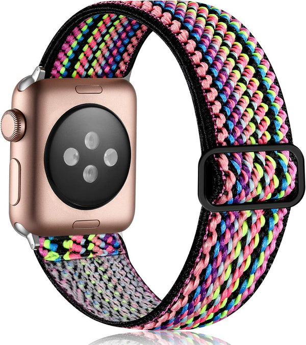 Stretchy Nylon Solo Loop Compatible with Apple Watch Band 40mm 41mm 38mm 42mm 44mm 45mm 46mm 49mm, Adjustable Elastic