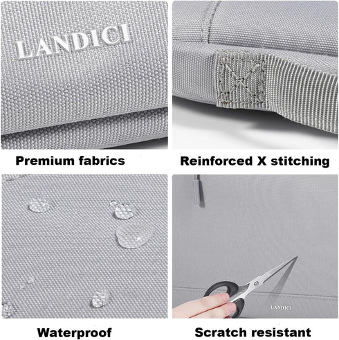 LANDICI 360° Protective Laptop Sleeve Case, Waterproof Slim Bag for 14-15 Inch MacBook Air/Pro, Grey