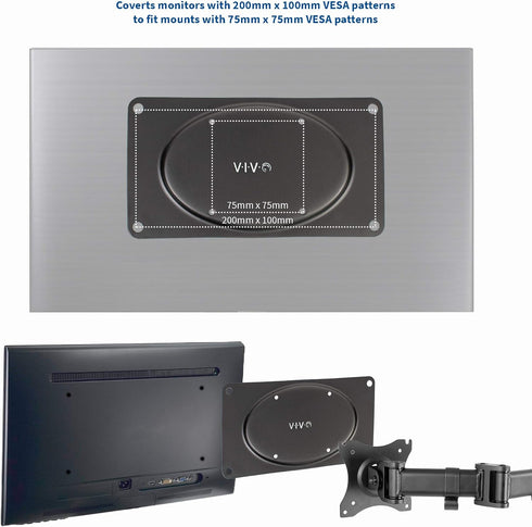 VIVO Steel VESA Monitor Mount Adapter Plate for Screens up to 43 Inches, Conversion Kit for VESA 200x100