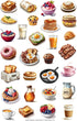 McEtt 5 Pack (145 Breakfast Food Sticker Sheets Aesthetic Illustrated Breakfast & Brunch Food Stickers Sheet Pieces)