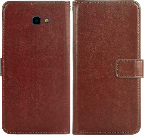 Asuwish Wallet Case for Samsung Galaxy J4 Plus, Tempered Glass Screen Protector, Leather Flip Card Holder
