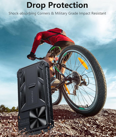 FNTCASE iPhone 15 Pro Case: Heavy Duty Black Bumper, Military Grade Drop Protection, Kickstand & Textured Grip.