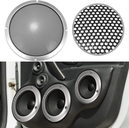 X AUTOHAUX 2pcs 10" Speaker Grille Cover, Round Subwoofer Grille Horn Protective Guard, Silver Tone Car Accessories