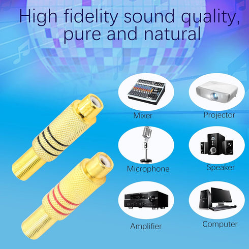 PNGKNYOCN RCA Audio Connector, Screws Audio Video AV Stereo Female Jack with Gold Plated Solder Adapter, 4-Pack