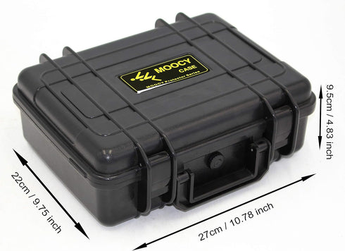 MOOCY 10" Small Hard Case with Foam Insert, Watertight Padded Case for Protecting Pistol, Microphone, and Camera