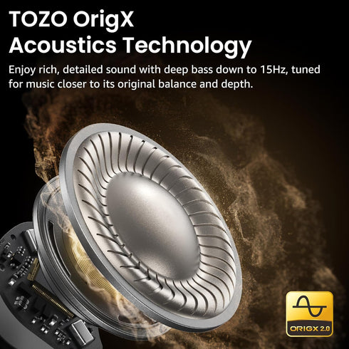TOZO NC9 6 IPX8 5.3 60H 32 Hybrid Active Noise Cancelling Wireless Earbuds, Mics ENC Clear Call, Waterproof, in Ear