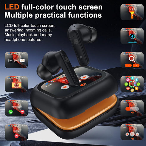 THREE PEACHES Wireless Earbuds, Bluetooth 5.4 Headphones, Touch Screen Earbuds with ENC Noise Cancelling, USB Charging