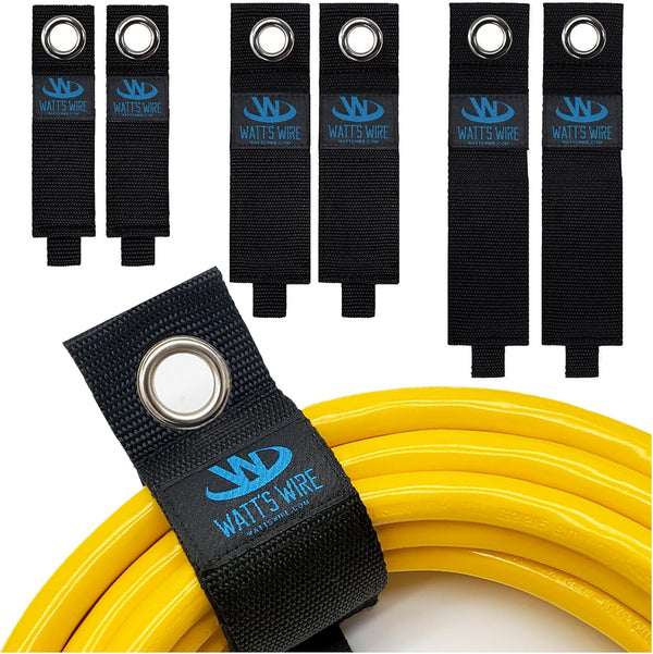 Heavy Duty Storage Straps, 6 Pack: 2 Medium, 2 Large, 2 XL, Extension Cord Ties by Watt's Wire