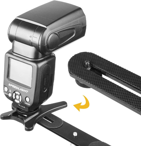 ChromLives 1/4'' Dual Camera Mount Flash Bracket Extension Bar, 10.6'' Tripod Mount for DSLR Camera LED Light Microphone