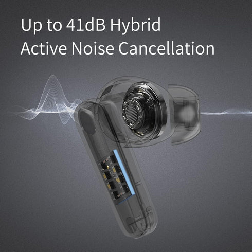 S4 Wireless Earbud, Bluetooth 5.2 Headphones with Hybrid ANC+ENC, IPX5 Water Resistant, 24Hrs Playtime (Black)