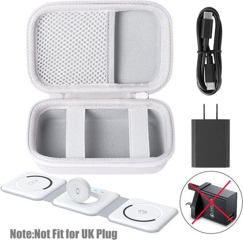 Aenllosi Hard Carrying Case for UCOMX Nano 3 in 1 Wireless Charger (White, Case Only)