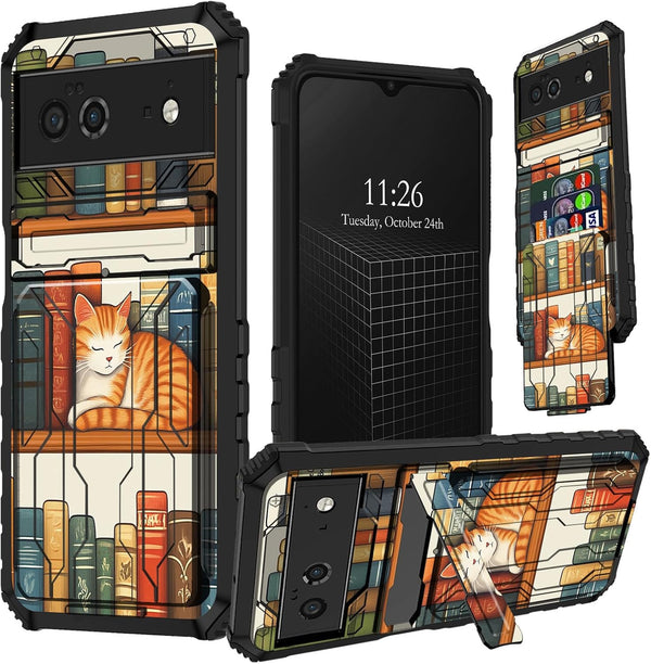 AIRWEE for Google Pixel 6A Case with Card Holder, Military Grade Shockproof Wallet