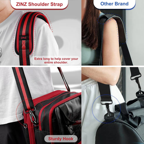 ZINZ Shoulder Strap 59 Inch, Universal Bag Strap with Ultra-Thick Breathable Pad, Stripe-BRB Design
