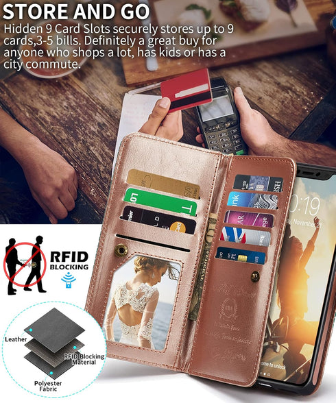 CASEOWL Compatible for iPhone 13 Pro Max Wallet Case for Women Men, Magnetic Detachable Folio Leather with Card Holder