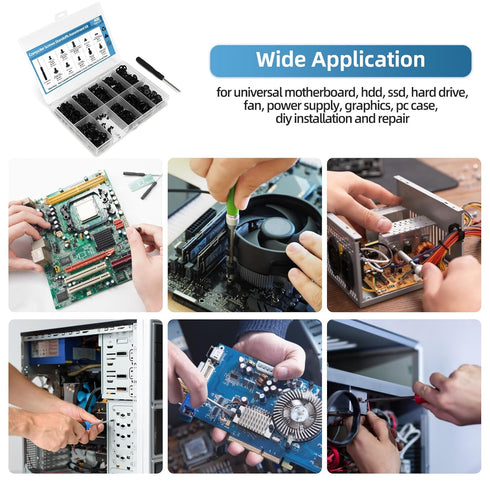 400PCS Computer Screws Assortment Kit with Screwdriver for Universal Motherboard, HDD, SSD, DIY Installation and Repair